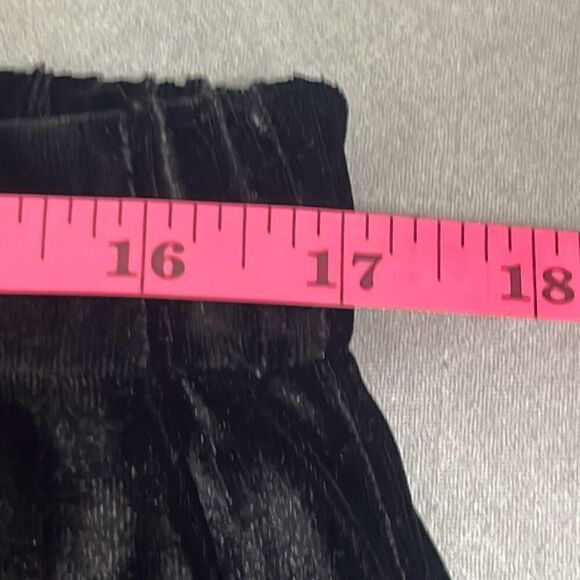 St John Large Black Silver Metallic Velvet Pull On Pants Pockets Stretch Dressy - Picture 9 of 11